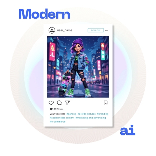 AI cartoon avatars used across social media, gaming, and branding.
